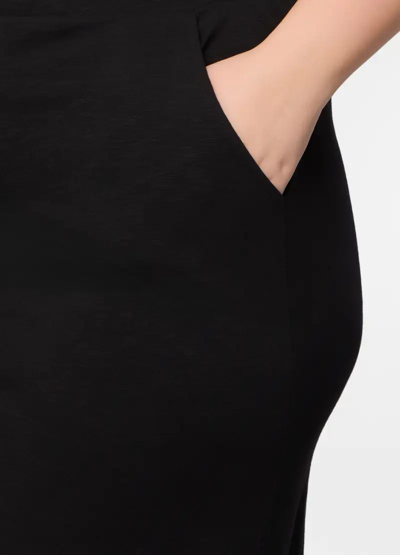 Gonna A Tubino In Jersey Di Cotone Stretch Donna Curvy, Nero miniatura 3