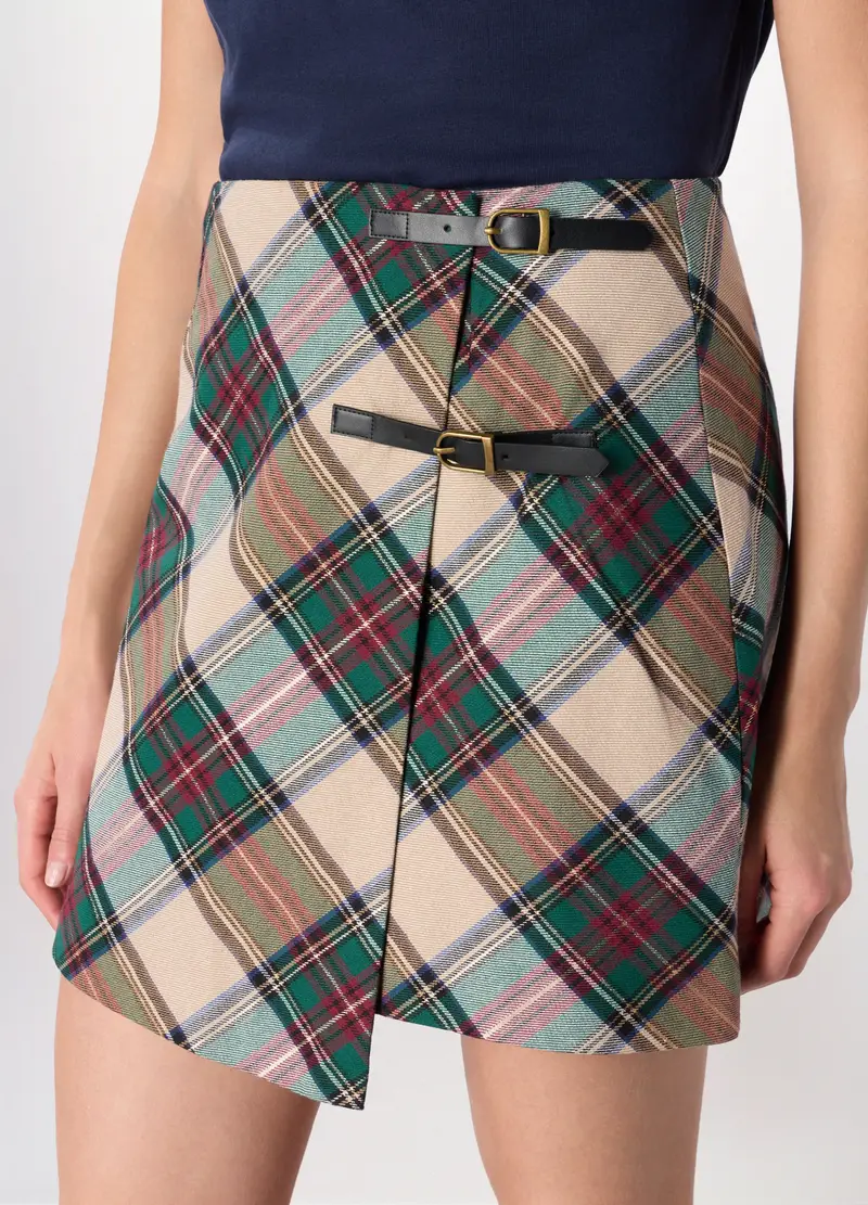 Gonna Corta A Portafoglio Donna, Bianco/Verde miniatura 3