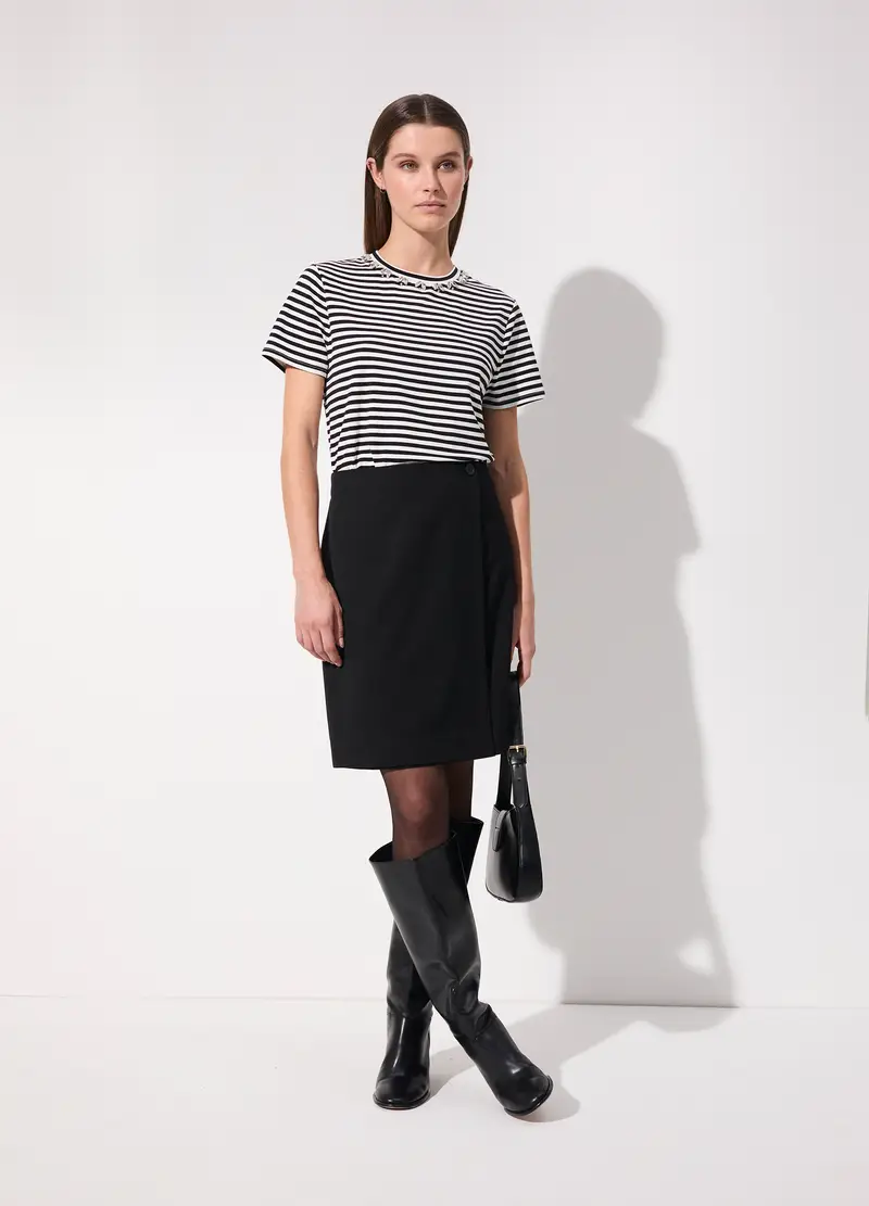 Gonna Corta A Portafoglio In Misto Lana Donna, Unisex, Nero