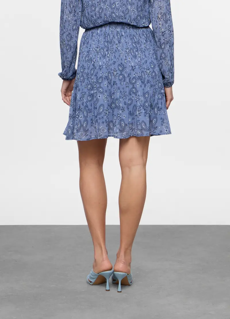 Gonna Corta In Crepe Donna, Azzurro chiaro miniatura 2