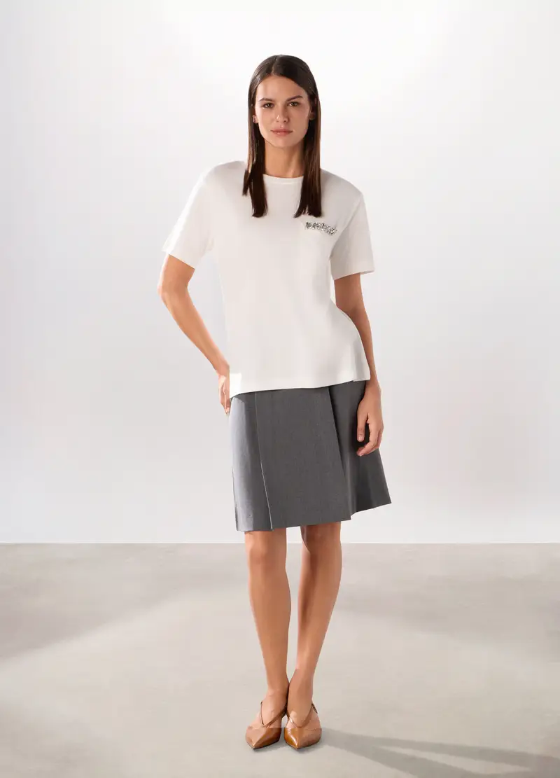 Gonna Corta In Poli-viscosa Donna, Grigio chiaro