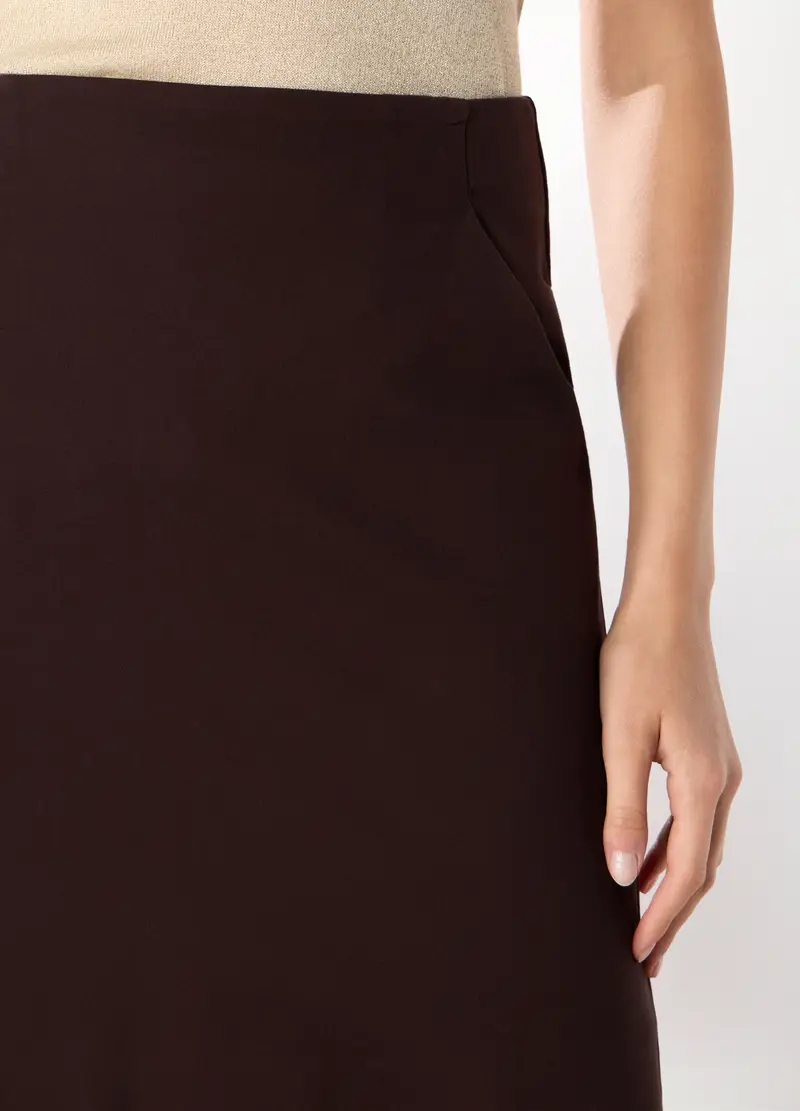 Gonna Corta In Punto Milano Donna, Marrone scuro miniatura 3