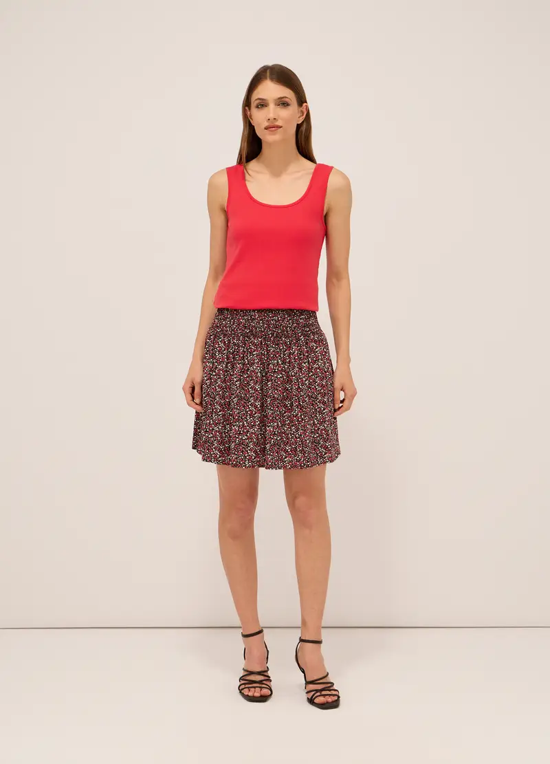 Gonna Corta In Pura Viscosa Donna, Nero/Rosso