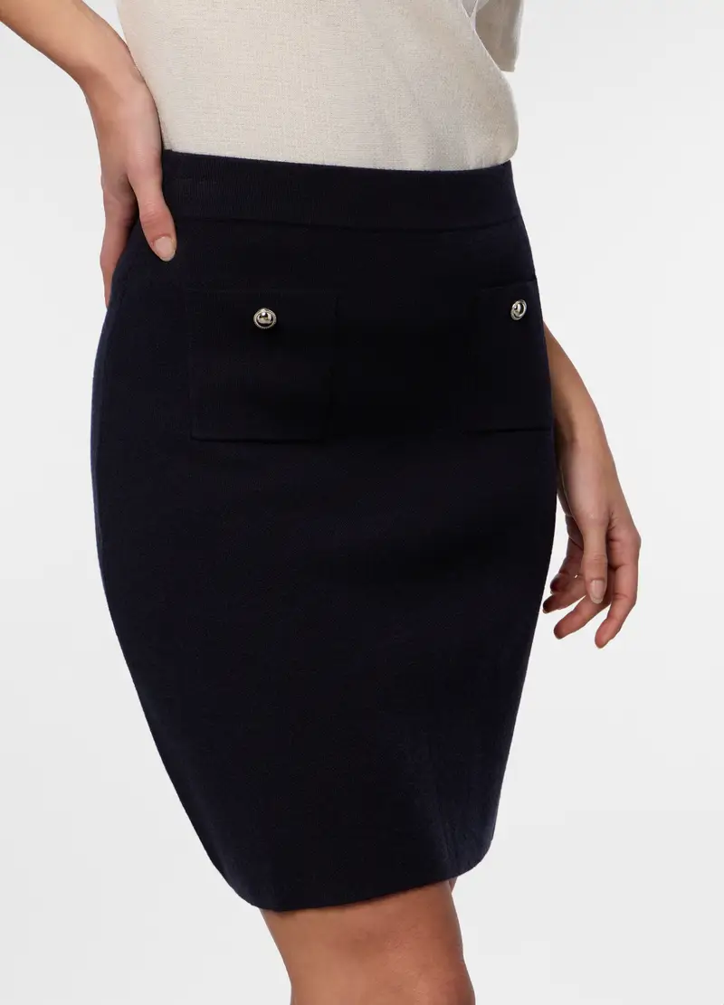 Gonna Corta Misto Viscosa Donna, Blu navy miniatura 3