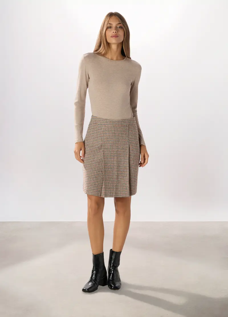 Gonna Corta Misto Viscosa Donna, Nero/beige