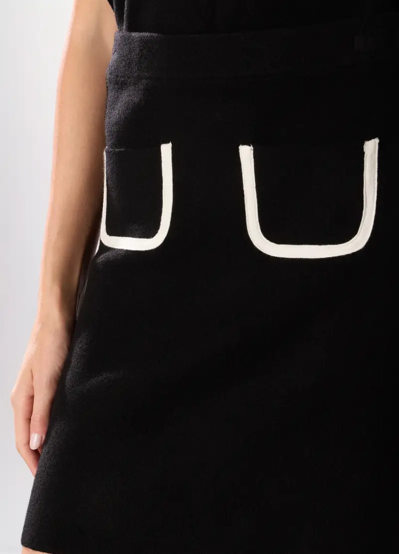 Gonna Corta Tricot Misto Viscosa Donna, Nero miniatura 3