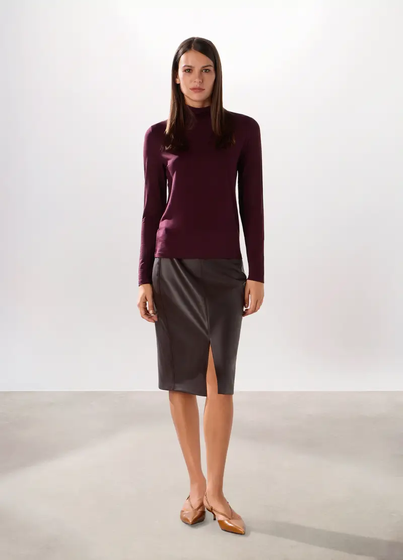 Gonna In Eco Pelle Donna, Marrone scuro