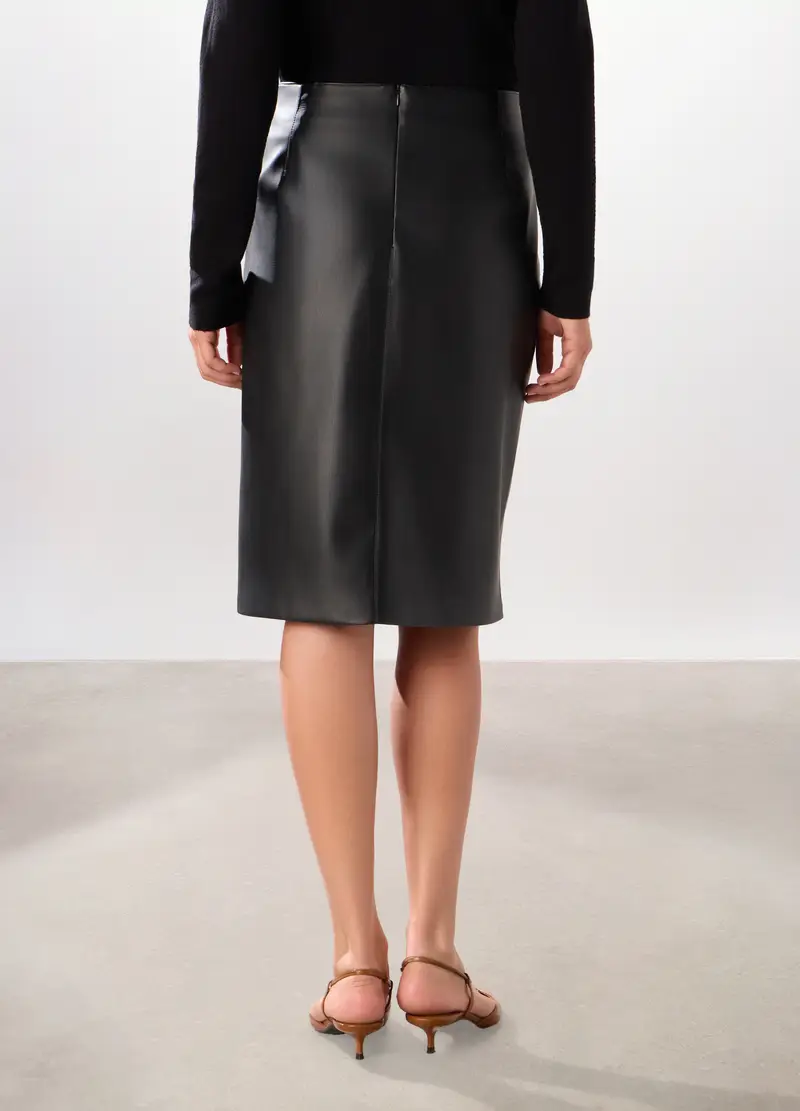 Gonna In Eco Pelle Donna, Nero miniatura 2