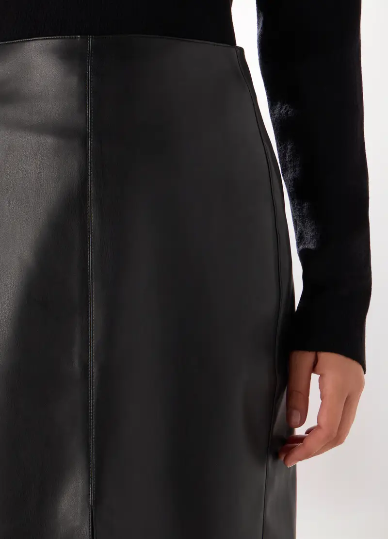 Gonna In Eco Pelle Donna, Nero miniatura 3