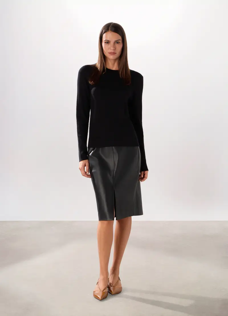 Gonna In Eco Pelle Donna, Nero