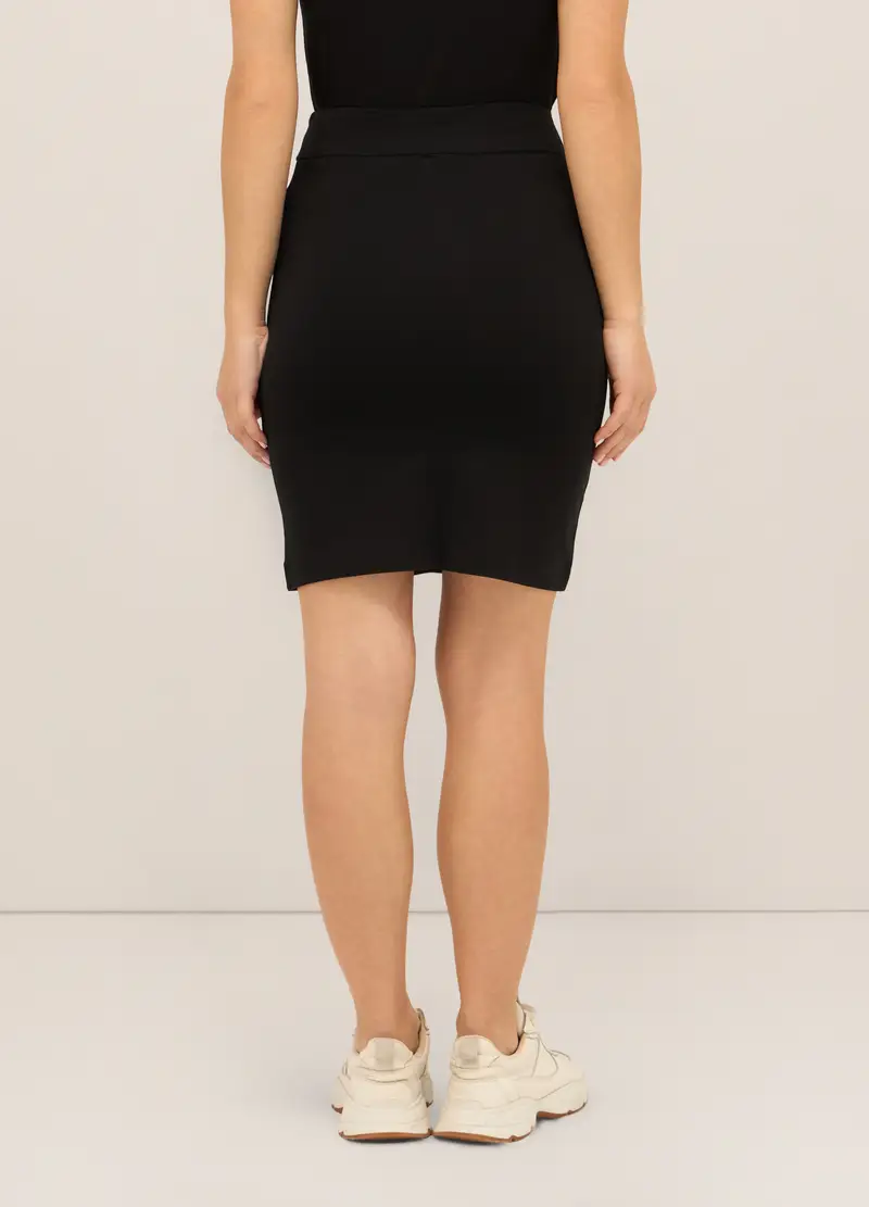 Gonna In Jersey Di Cotone Stretch Donna, Nero miniatura 2
