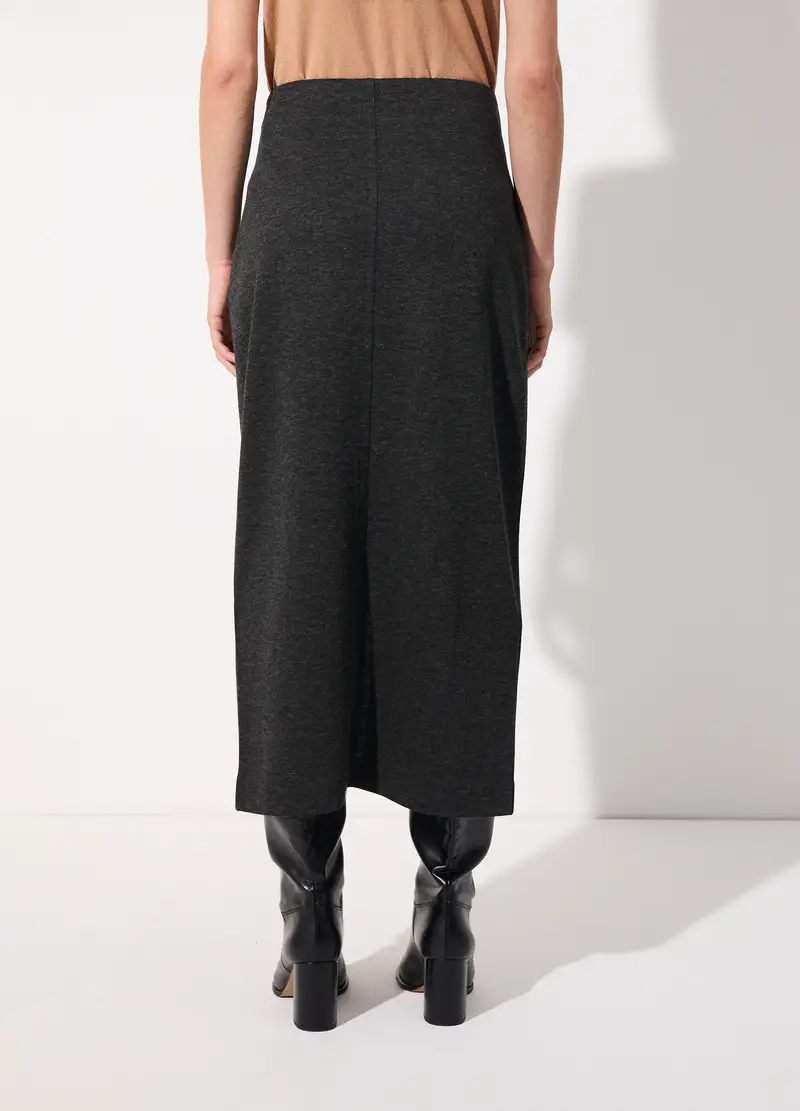 Gonna Lunga A Tubino In Pura Lana Merino Donna, Unisex, Grigio scuro melange miniatura 3