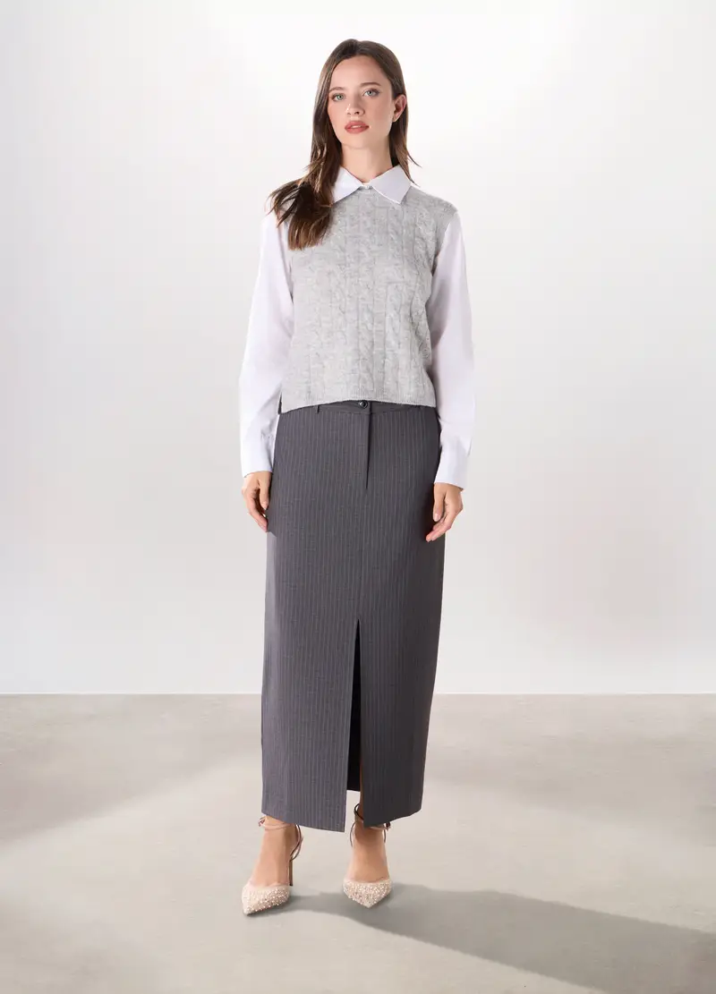 Upim, Gonna Lunga Gessata In Poli Viscosa Donna, Grigio chiaro, Taglia: XS