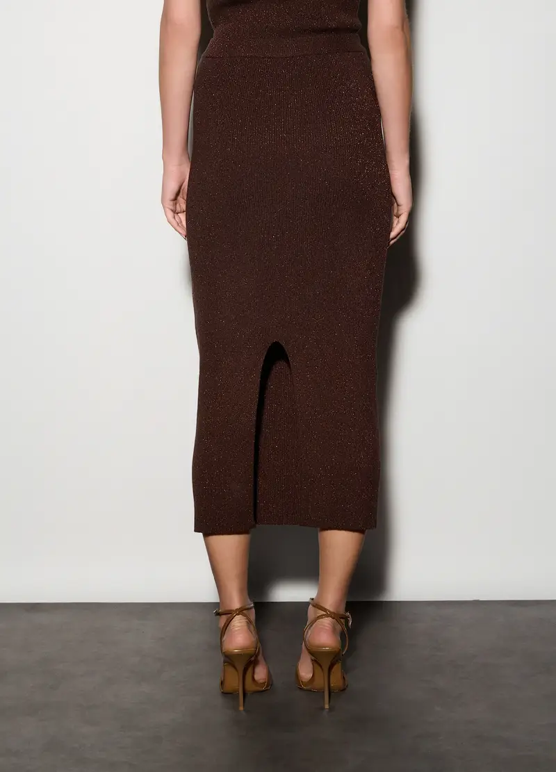 Gonna Lunga In Costina Donna, Unisex, Marrone scuro miniatura 3