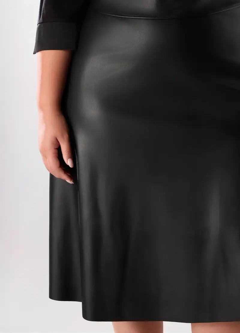 Gonna Lunga In Eco Pelle Donna Curvy, Nero miniatura 3