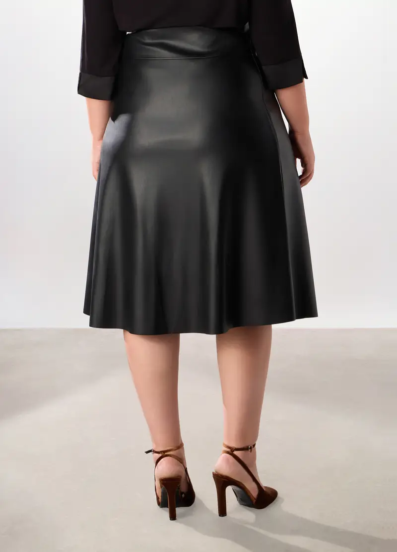 Gonna Lunga In Eco Pelle Donna Curvy, Nero miniatura 2