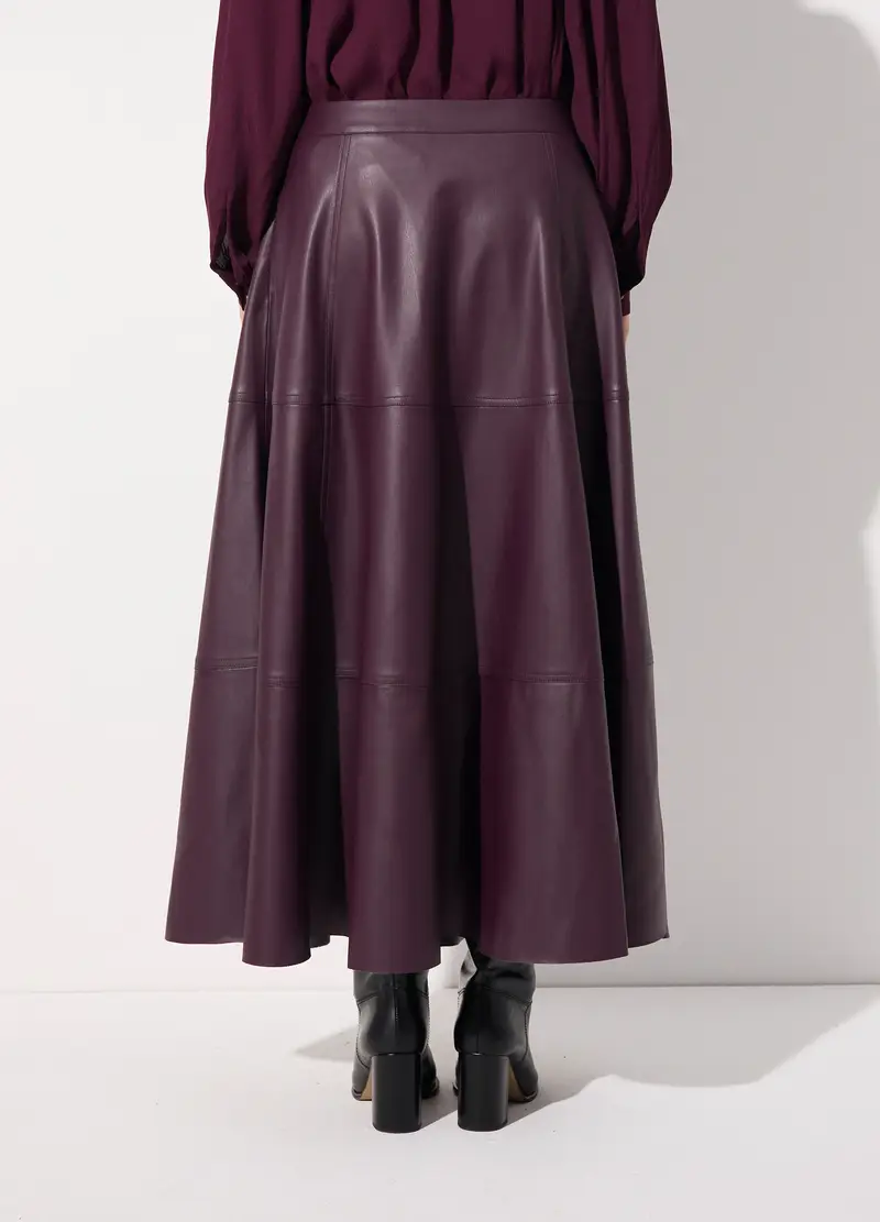 Gonna Lunga In Ecopelle Donna, Unisex, Viola melanzana miniatura 3