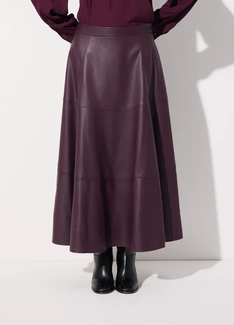 Gonna Lunga In Ecopelle Donna, Unisex, Viola melanzana miniatura 2