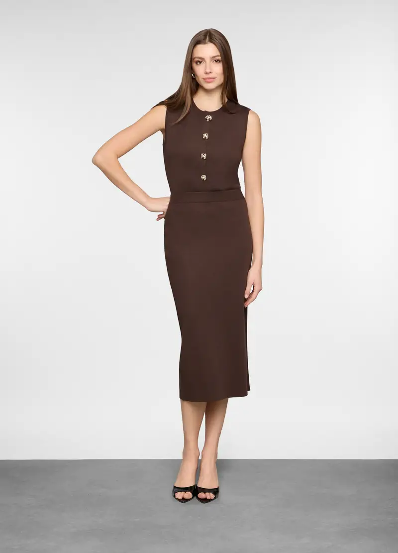 Gonna Lunga In Maglia Donna, Marrone cioccolato