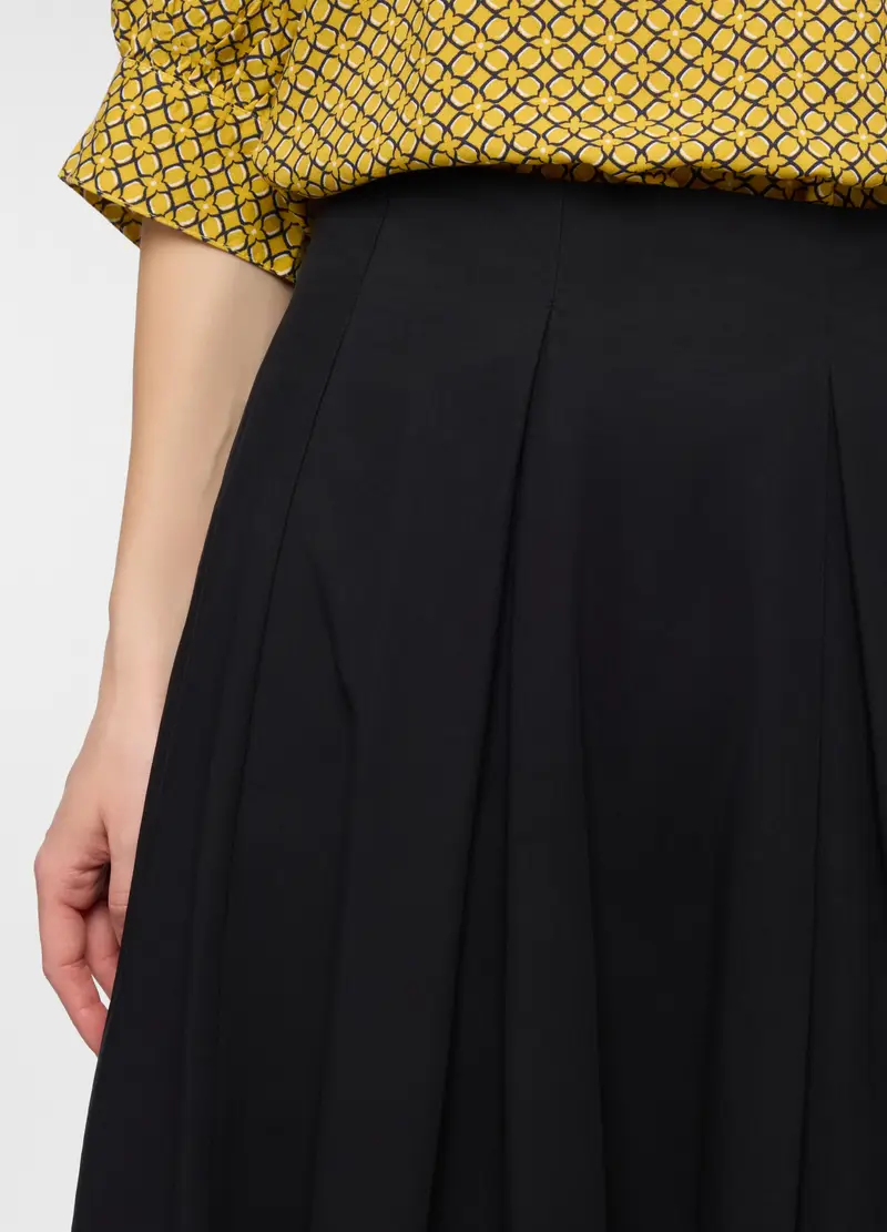 Gonna Lunga In Popeline Di Puro Cotone Donna, Nero miniatura 3