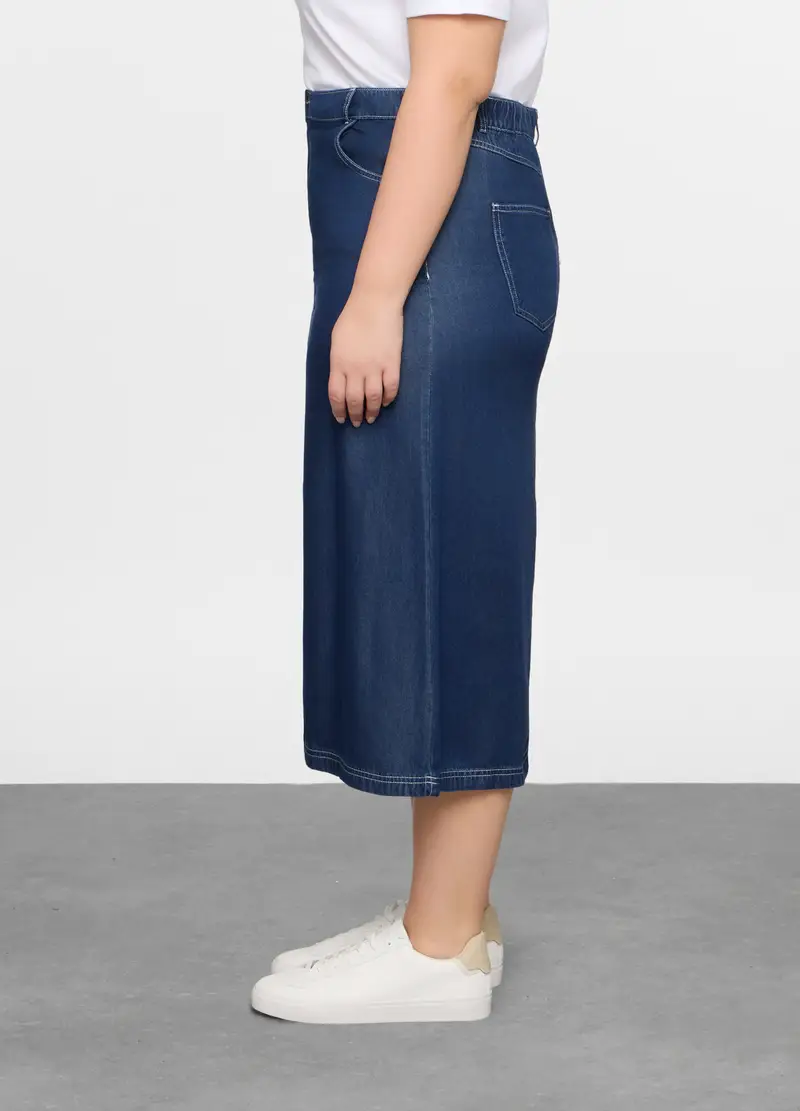 Gonna Lunga In Pura Lyocell Donna Curvy, Blu denim miniatura 2