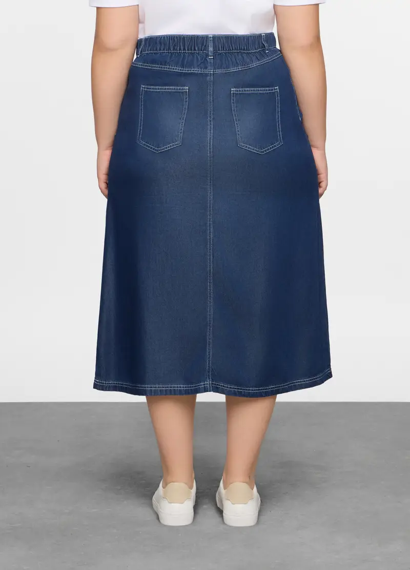 Gonna Lunga In Pura Lyocell Donna Curvy, Blu denim miniatura 3