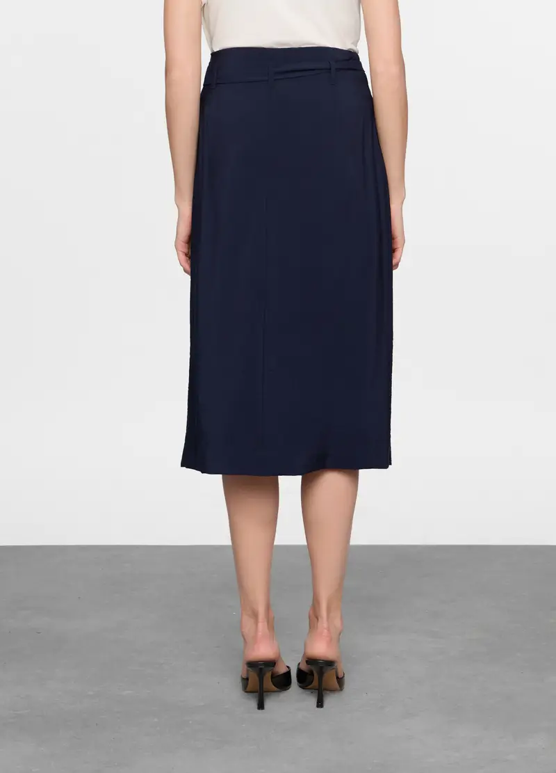 Gonna Lunga In Pura Viscosa Donna, Blu navy miniatura 2