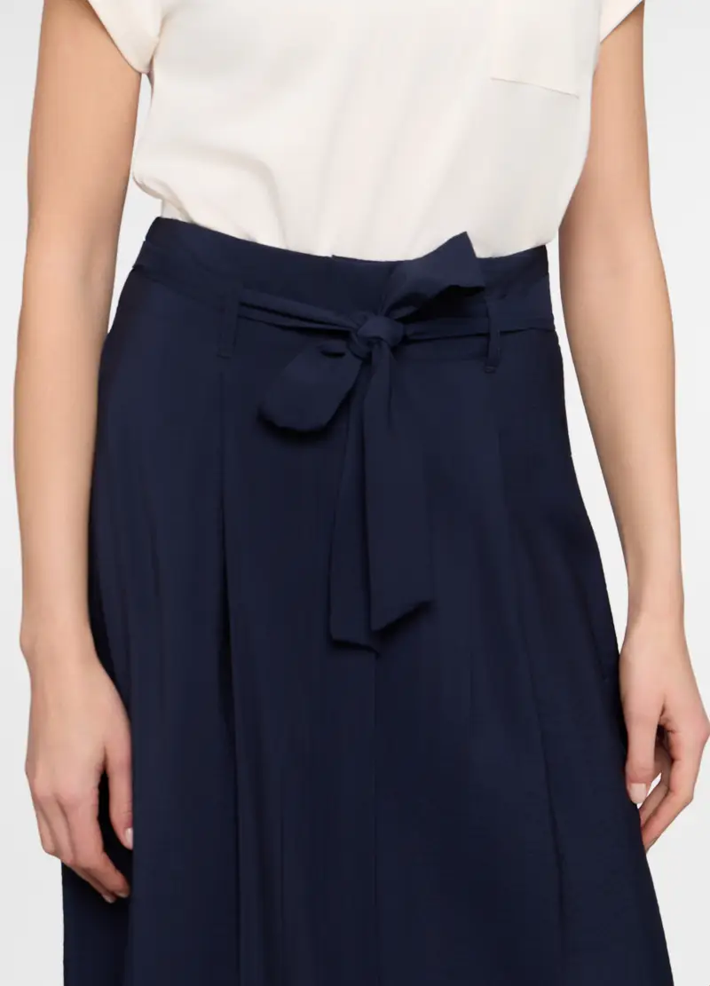 Gonna Lunga In Pura Viscosa Donna, Blu navy miniatura 3