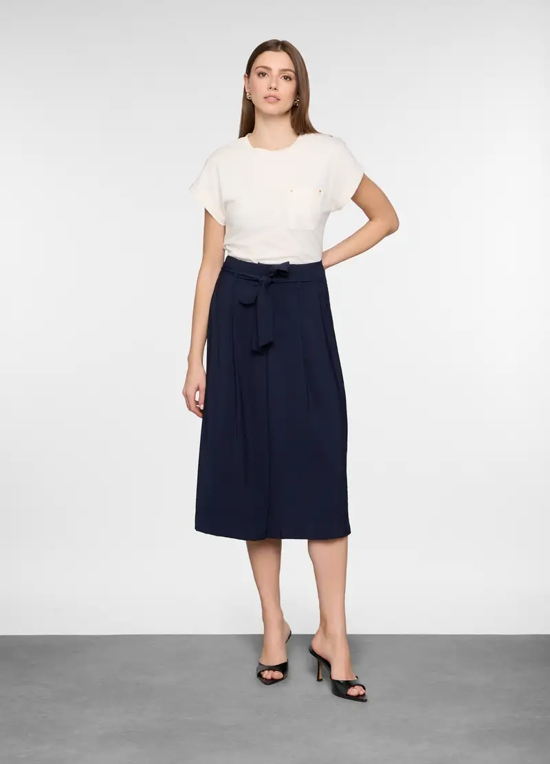 Gonna Lunga In Pura Viscosa Donna, Blu navy