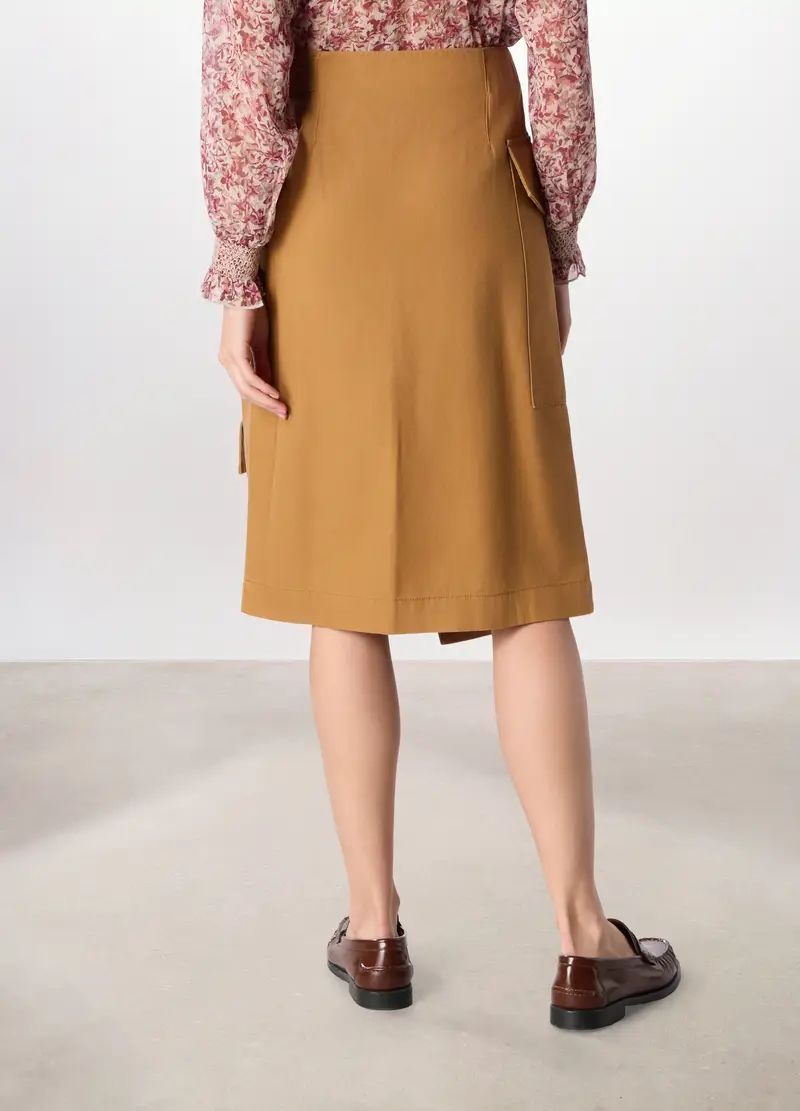 Gonna Lunga In Puro Cotone Donna, Marrone chiaro miniatura 2