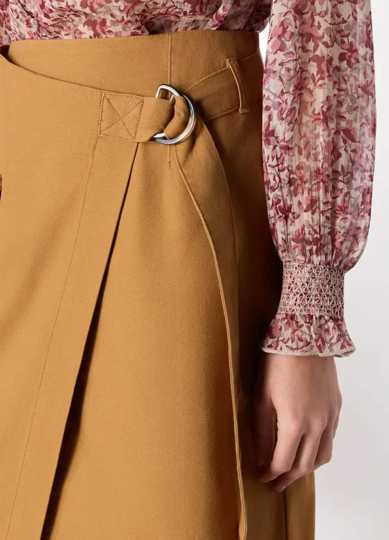 Gonna Lunga In Puro Cotone Donna, Marrone chiaro miniatura 3