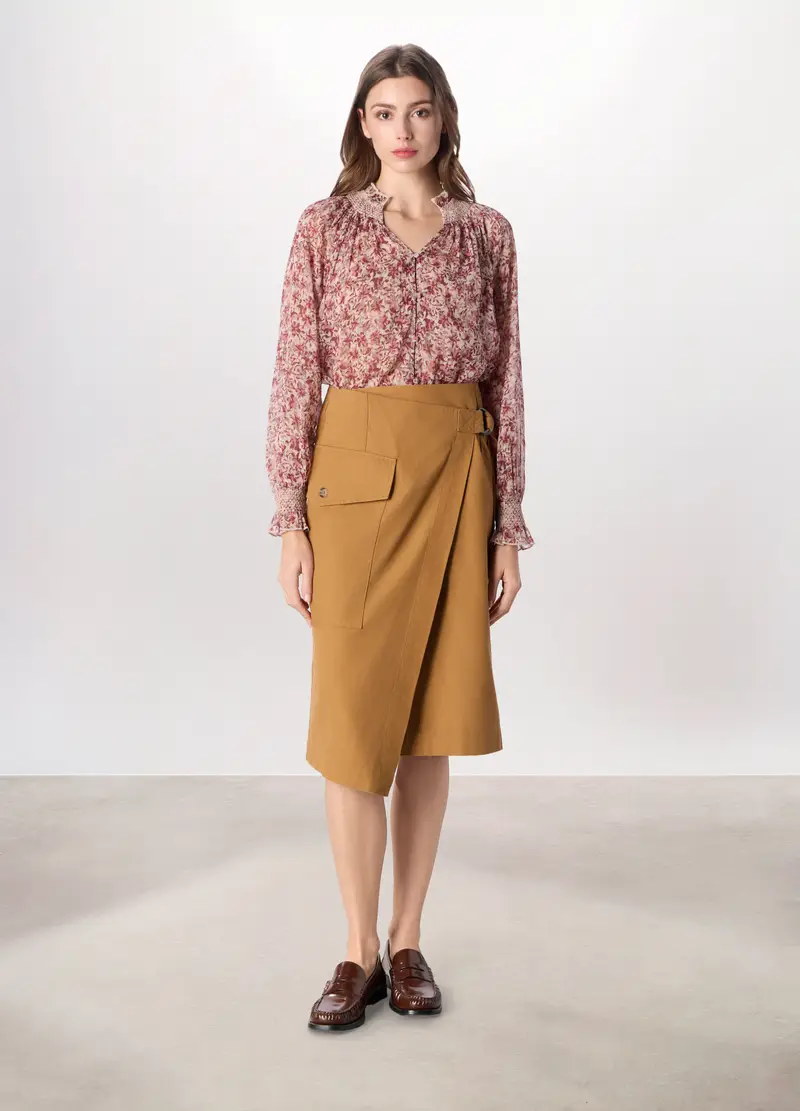 Gonna Lunga In Puro Cotone Donna, Marrone chiaro