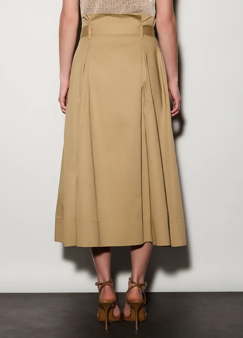 Gonna Lunga In Puro Cotone Donna, Unisex, Beige chiaro miniatura 3