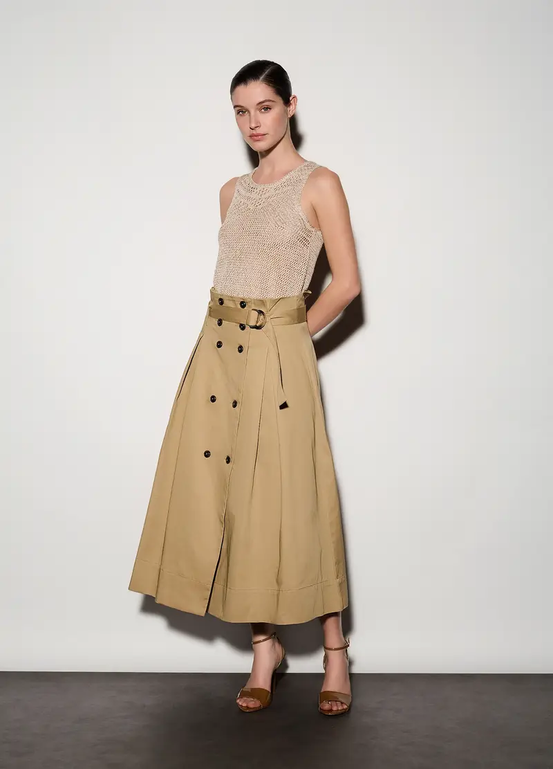 Gonna Lunga In Puro Cotone Donna, Unisex, Beige chiaro