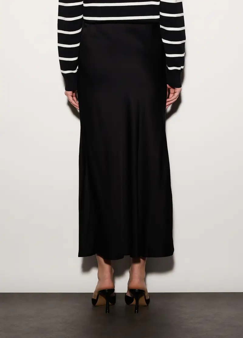 Gonna Lunga In Raso Donna, Unisex, Nero miniatura 3