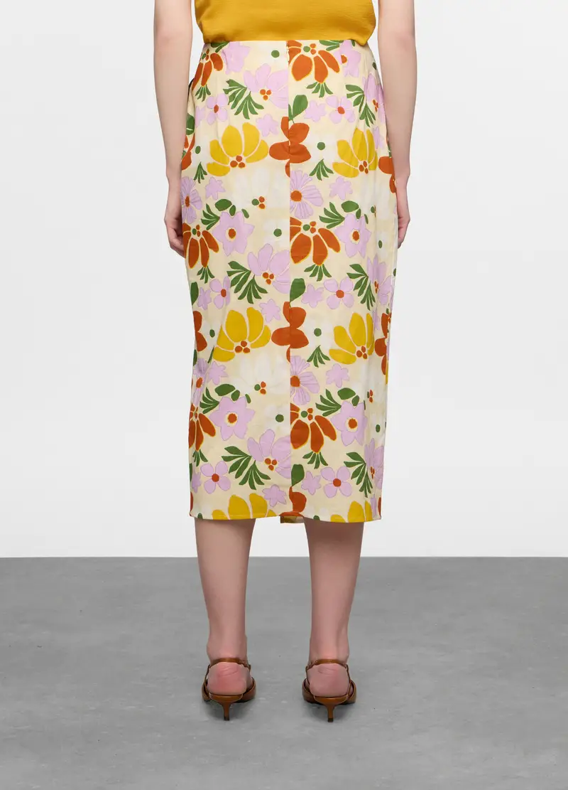 Gonna Lunga Misto Lino Donna, Beige chiaro miniatura 2