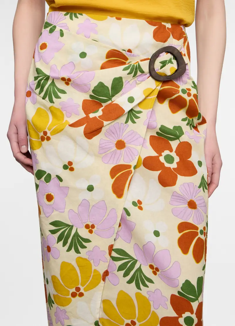 Gonna Lunga Misto Lino Donna, Beige chiaro miniatura 3