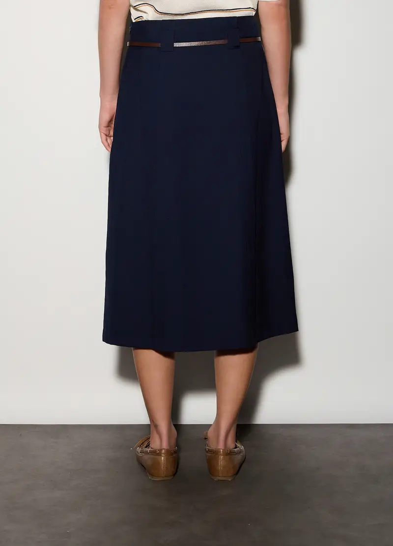 Gonna Lunga Misto Viscosa Donna, Unisex, Blu navy miniatura 3