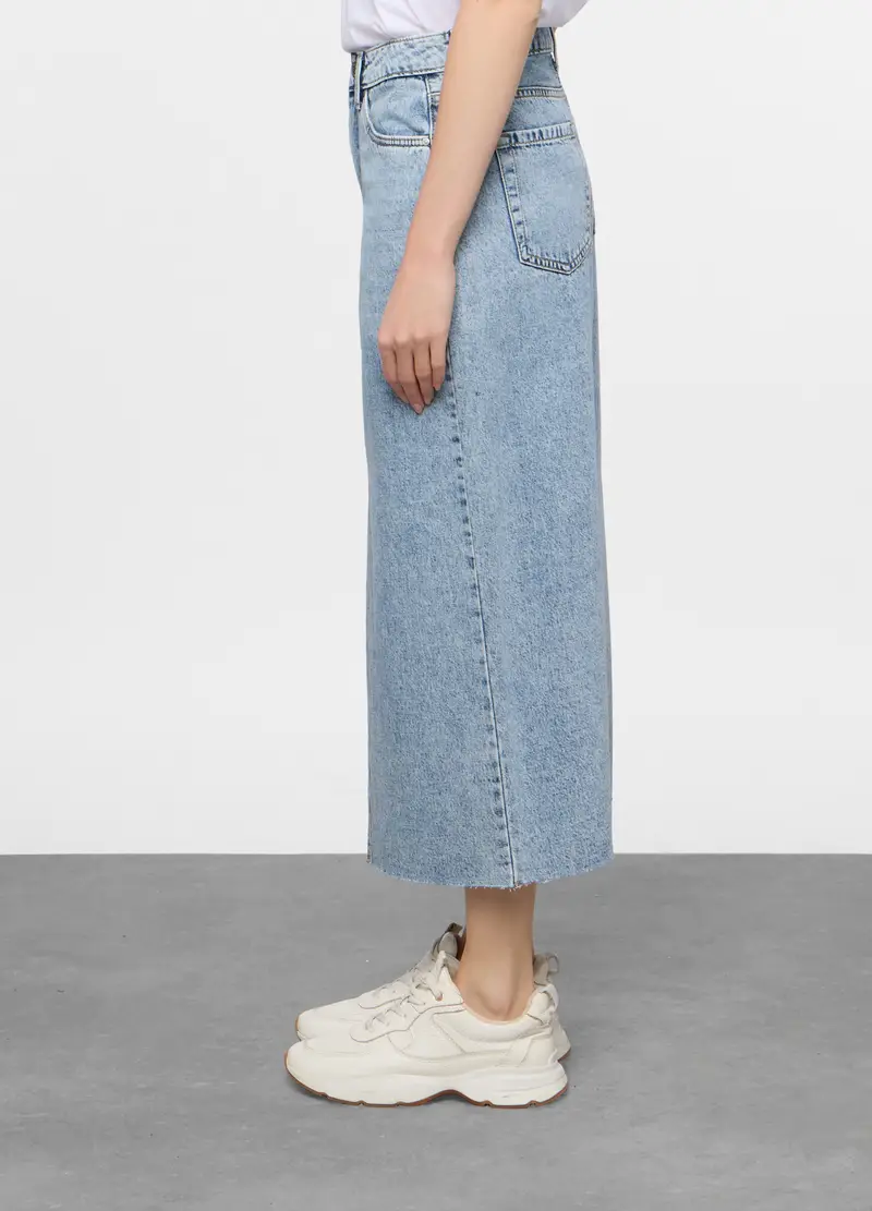 Gonna Midi In Denim, Donna, Blu denim miniatura 2