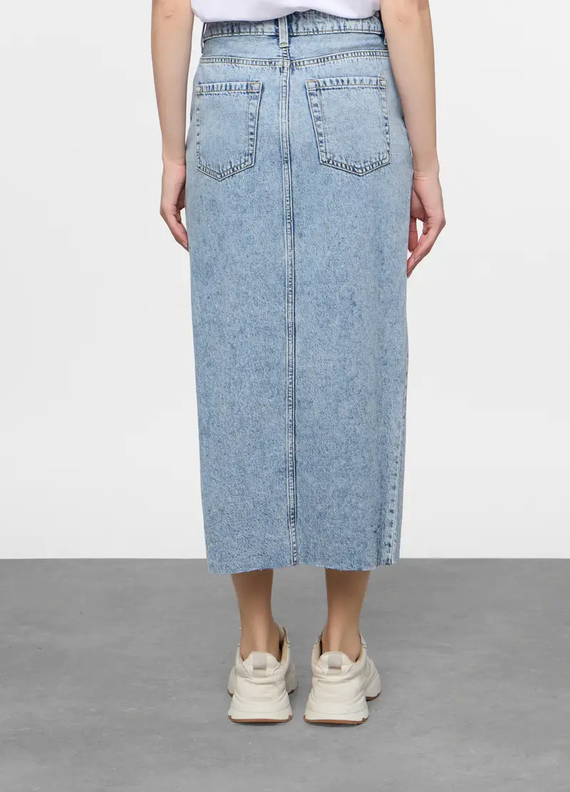Gonna Midi In Denim, Donna, Blu denim miniatura 3