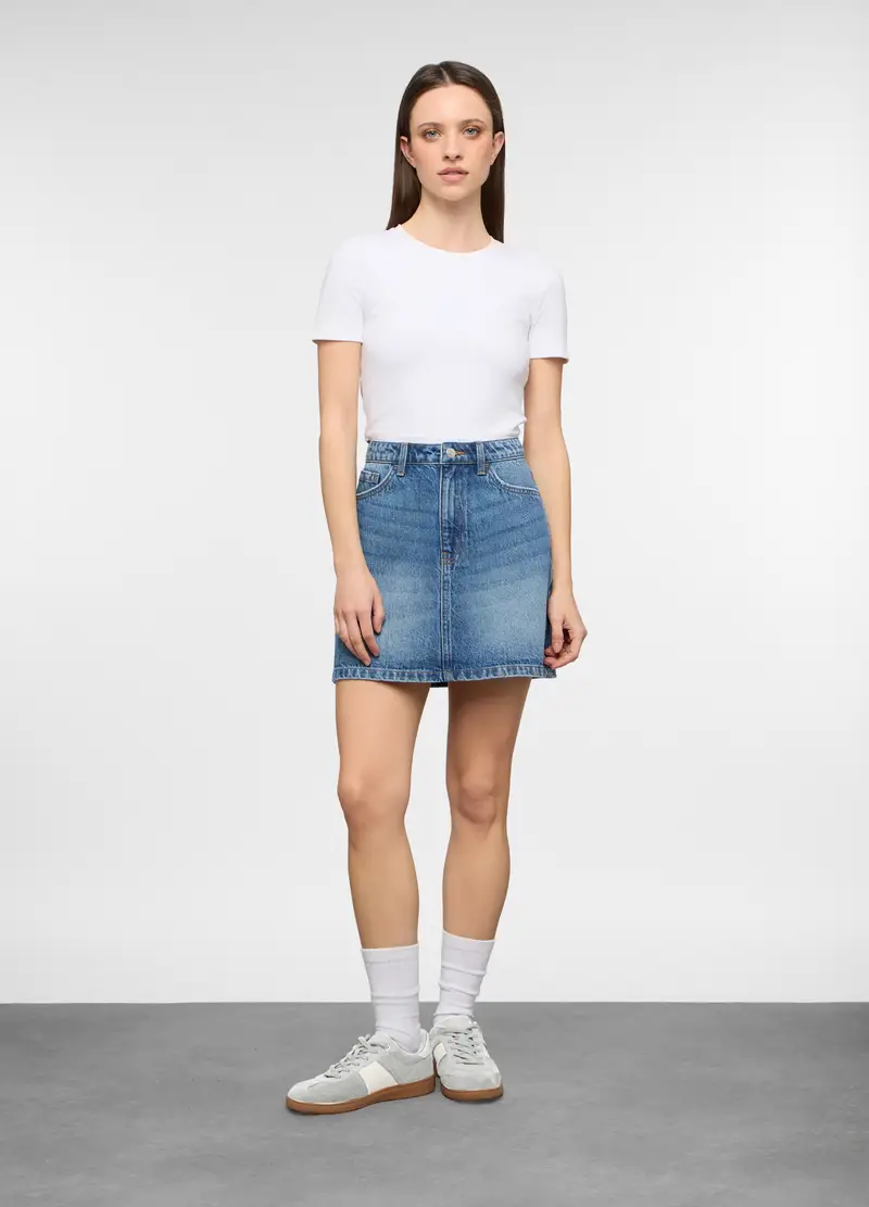 Gonna Mini In Denim Donna, Blu denim