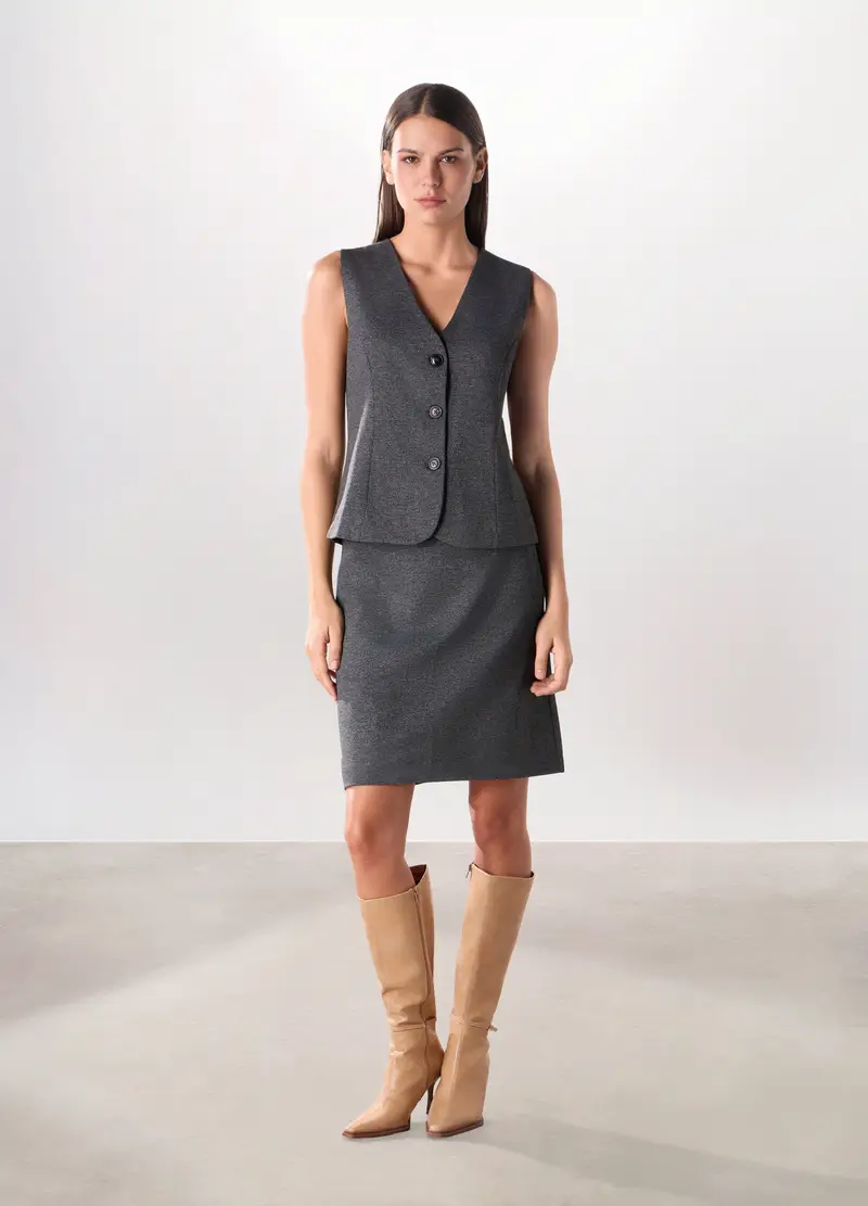 Gonna Misto Viscosa Donna, Grigio scuro