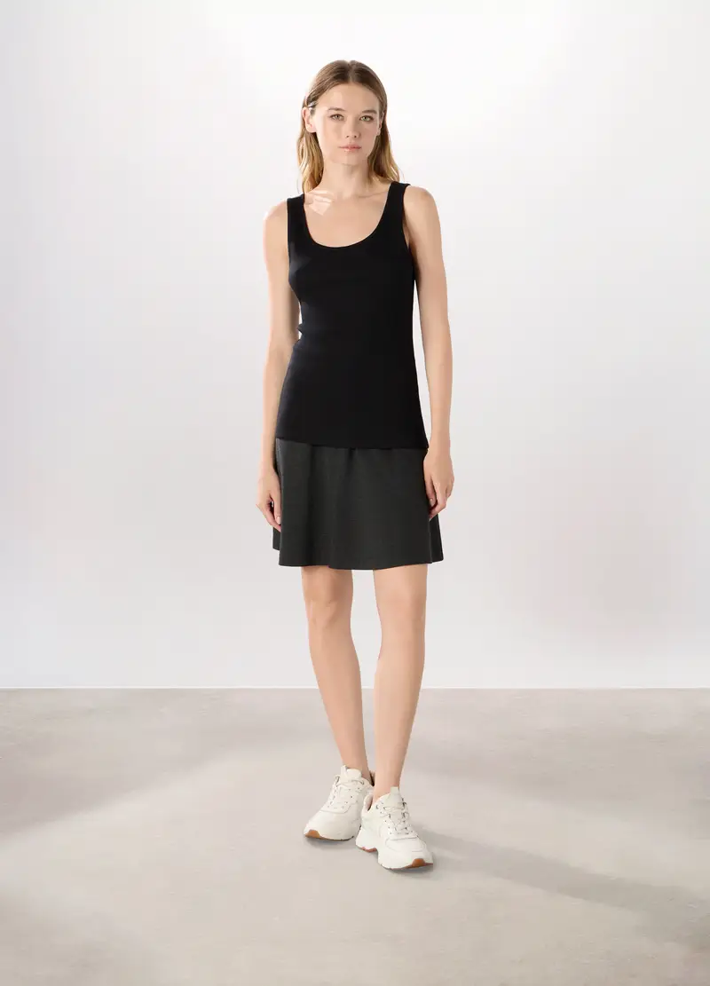 Gonna Misto Visto Viscosa Donna, Grigio scuro