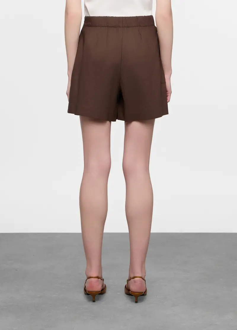 Gonna Pantalone Corta Misto Lino Donna, Marrone cioccolato miniatura 2