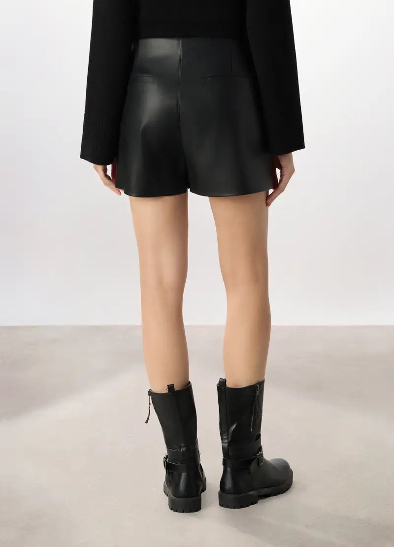 Gonna Pantalone In Eco Pelle Donna, Nero miniatura 2