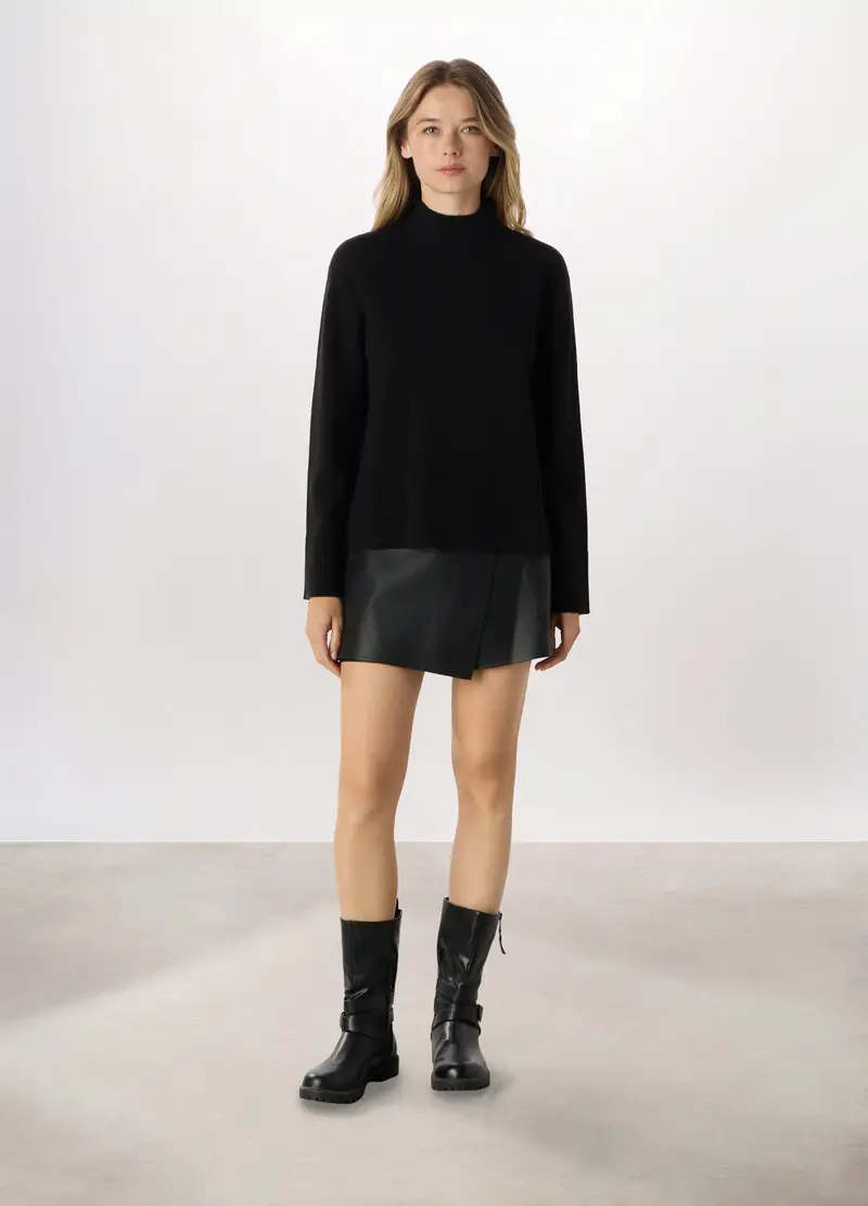 Gonna Pantalone In Eco Pelle Donna, Nero