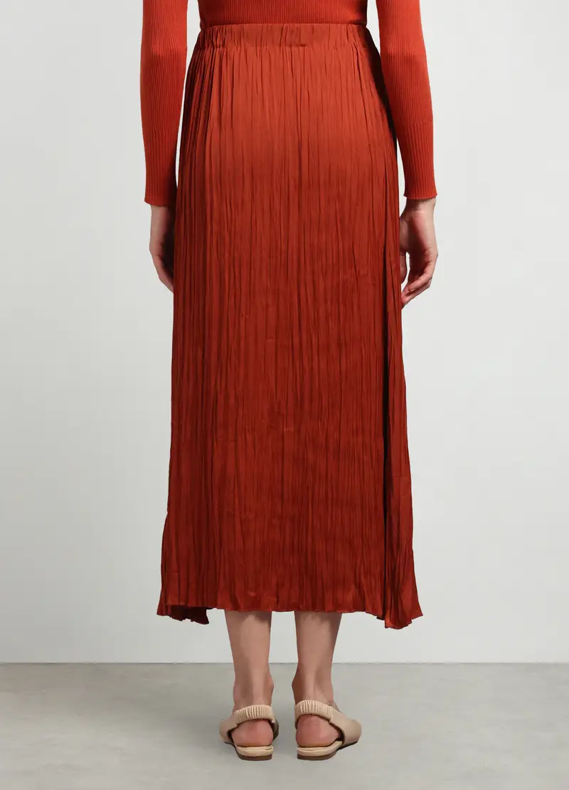 Gonna Plissé Lunga Donna, Arancione scuro miniatura 2
