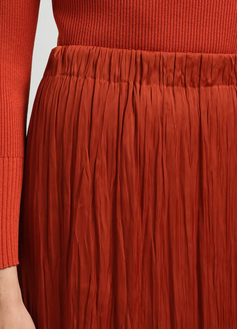 Gonna Plissé Lunga Donna, Arancione scuro miniatura 3