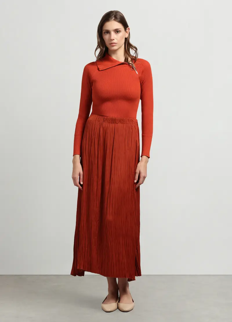 Gonna Plissé Lunga Donna, Arancione scuro
