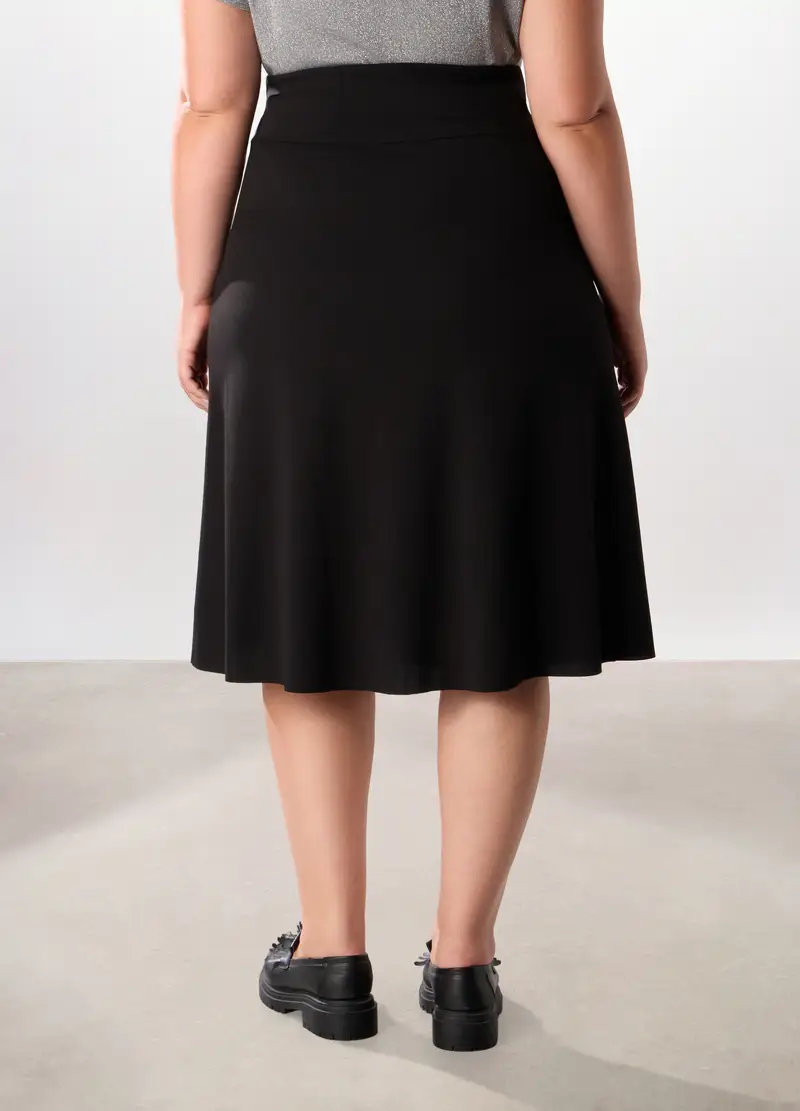 Gonna Svasata In Crepe Stretch Donna Curvy, Nero miniatura 2